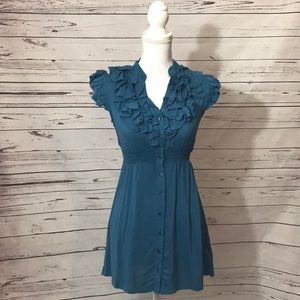 💎 B.B. Peppers button down ruffle sleeve dress